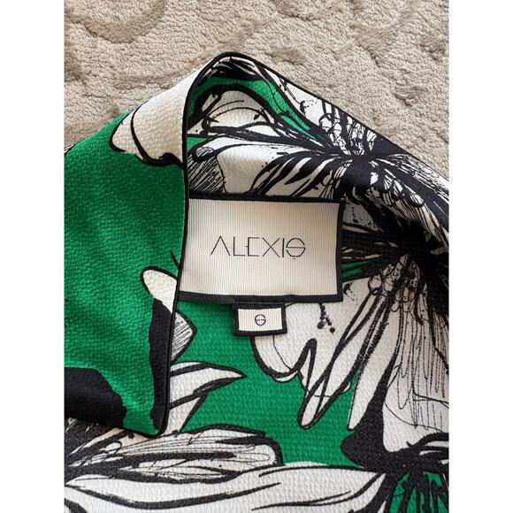 Alexis Floral Wrap Top & Midi Skirt Set Green White Print Women’s Large Resort - Picture 5 of 10